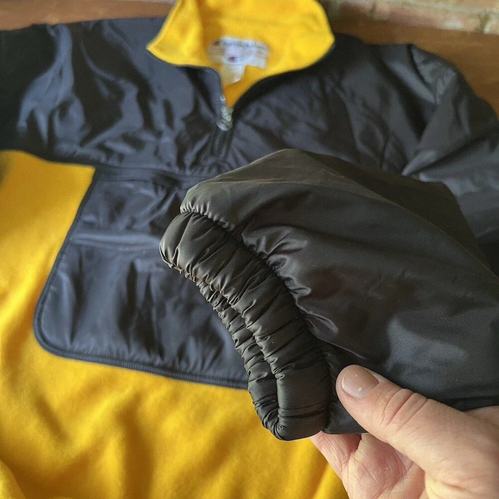 Vintage Yellow Black Champion Fleece Jacket Size XL Mountaineers Kangaroo Pouch